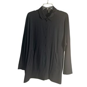 OSKA Black Viscose Button Down Shirt Dress Sz 0